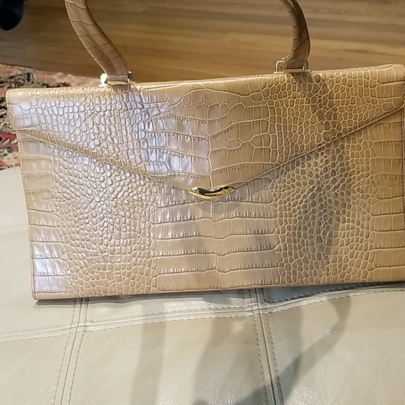 Lauren by Ralph Lauren croco texture tan leather - Picture 3 of 7